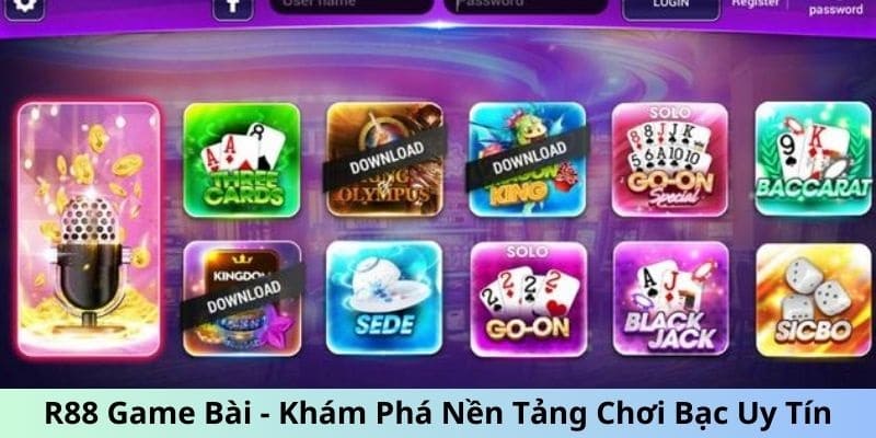 R88 game bài cung cấp nhiều trò chơi hấp dẫn, ấn tượng