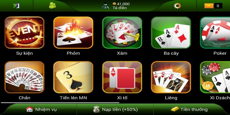 Game bài - Địa chỉ cung cấp nhiều trò chơi hấp dẫn